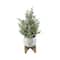 16" Unlit Frosted Artificial Christmas Tree in Staghead Ceramic Pot on Wood Stand